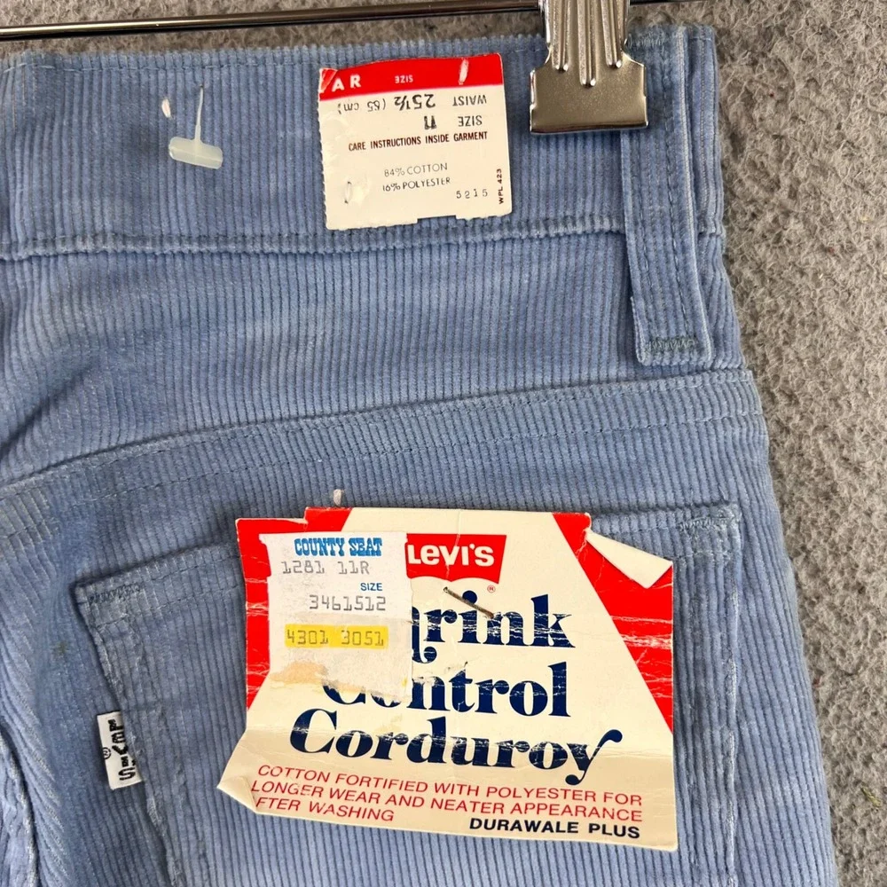 New Vintage 70s Levi's Kids Girls‎ Blue Corduroy Bell Bottom Jeans Size 11